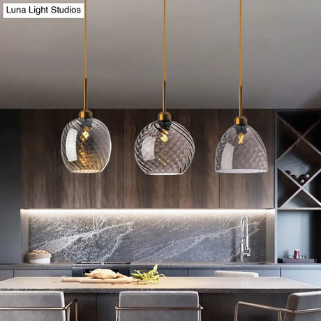 Loft Style Twisted Glass Hanging Lamp: Round Ceiling Light Fixture With 1 Bulb For Dining Room