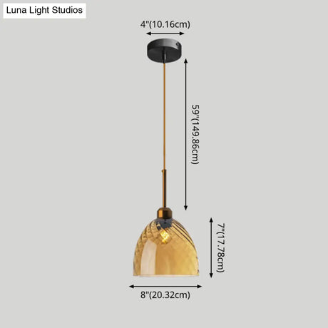 Loft Style Twisted Glass Hanging Lamp: Round Ceiling Light Fixture With 1 Bulb For Dining Room
