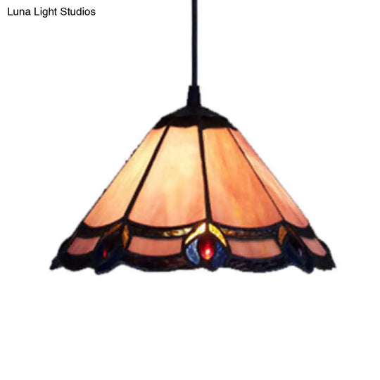 Tiffany Loft Pendant Light In Purple Glass Cone Design - Ideal For Living Room