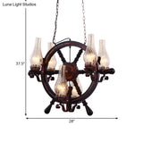Lola - Clear Water Glass Brown Chandelier Lamp Vase 6 Lights Warehouse Hanging Light Fixture With