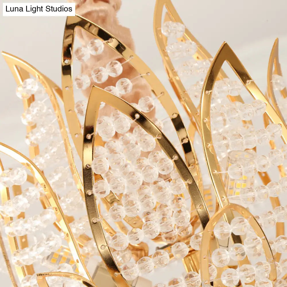 Lotus Crystal Pendant Light In Gold - Contemporary Hanging Ceiling