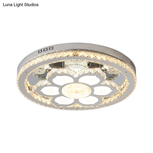 Lotus Crystal Led Flush Mount Lamp - Minimalistic Stainless-Steel Ceiling Lighting