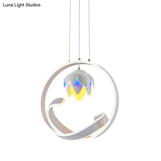 Lotus Hanging Pendant Led Chandelier: Modern Style For Dining Room Décor In White