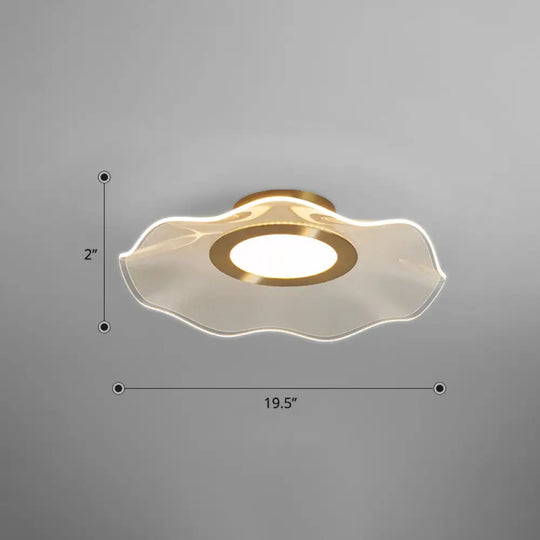 Lotus Leaf Acrylic Ceiling Light With Gold Finish And Led For Bedroom / 19.5’ Third Gear