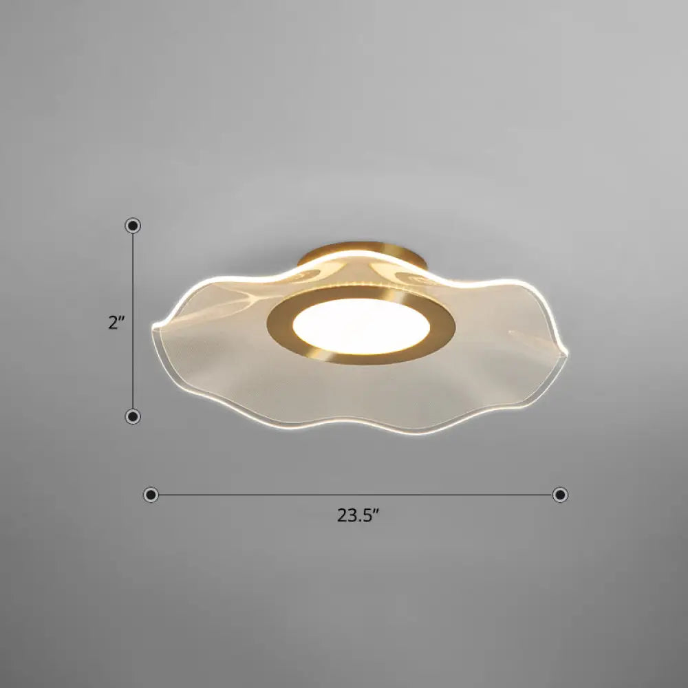 Lotus Leaf Acrylic Ceiling Light With Gold Finish And Led For Bedroom / 23.5’ Third Gear