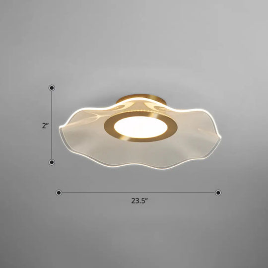 Lotus Leaf Acrylic Ceiling Light With Gold Finish And Led For Bedroom / 23.5’ Third Gear