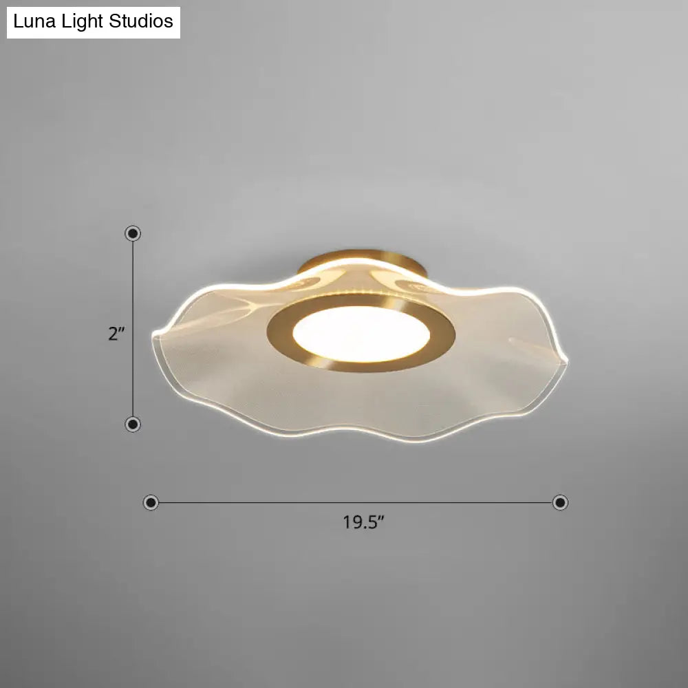 Lotus Leaf Acrylic Ceiling Light With Gold Finish And Led For Bedroom / 19.5 Remote Control Stepless