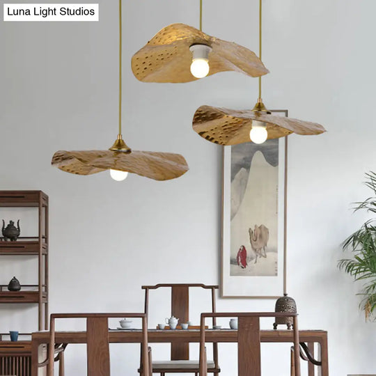 Lotus Leaf Metal Pendant Lamp: Minimalist 1-Light Brass Ceiling Light For Dining Room