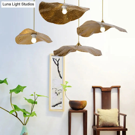 Lotus Leaf Metal Pendant Lamp: Minimalist 1-Light Brass Ceiling Light For Dining Room / 12