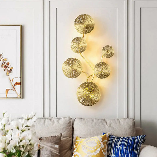 Lotus Leaf Metal Wall Sconce - Modern Mount Lamp For Living Room 6 / Brass