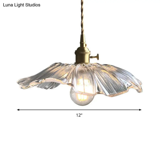 Lotus Leaf Pendant Light: Modern Style Transparent Glass Ideal For Balcony