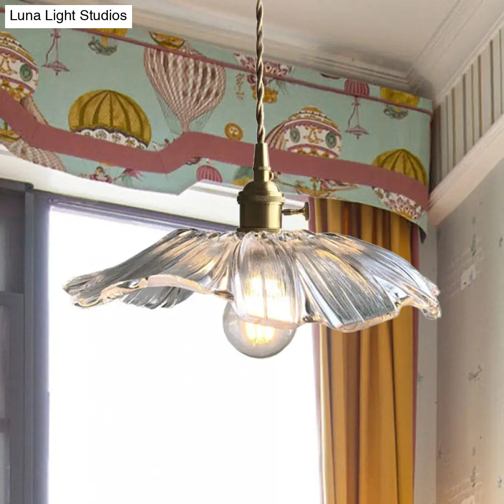 Lotus Leaf Pendant Light: Modern Style Transparent Glass Ideal For Balcony