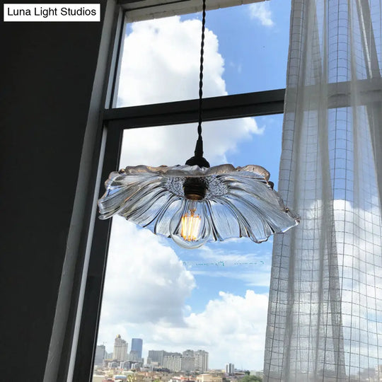 Lotus Leaf Pendant Light: Modern Style Transparent Glass Ideal For Balcony Clear