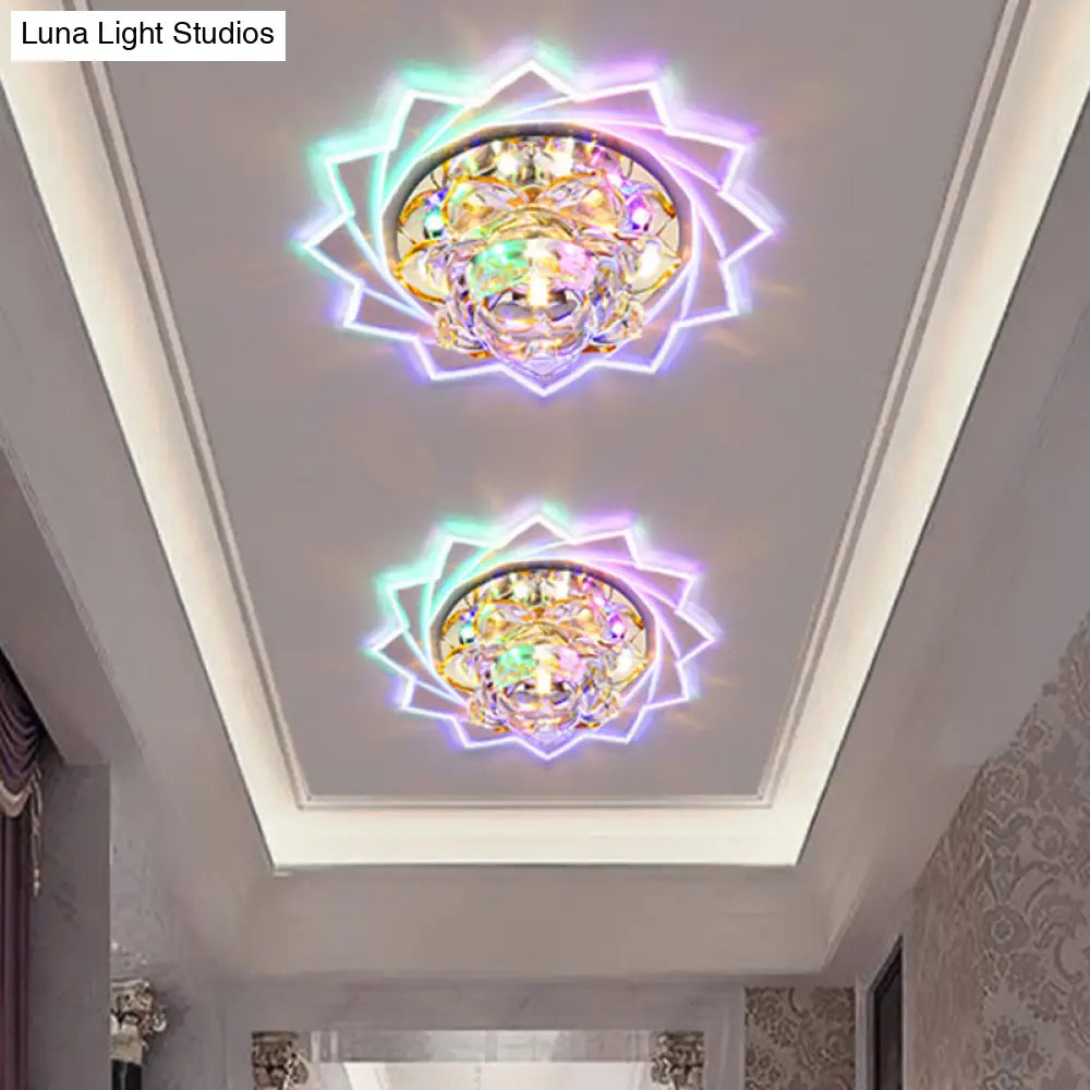 Lotus Led Crystal Ceiling Light For Modern Hallway