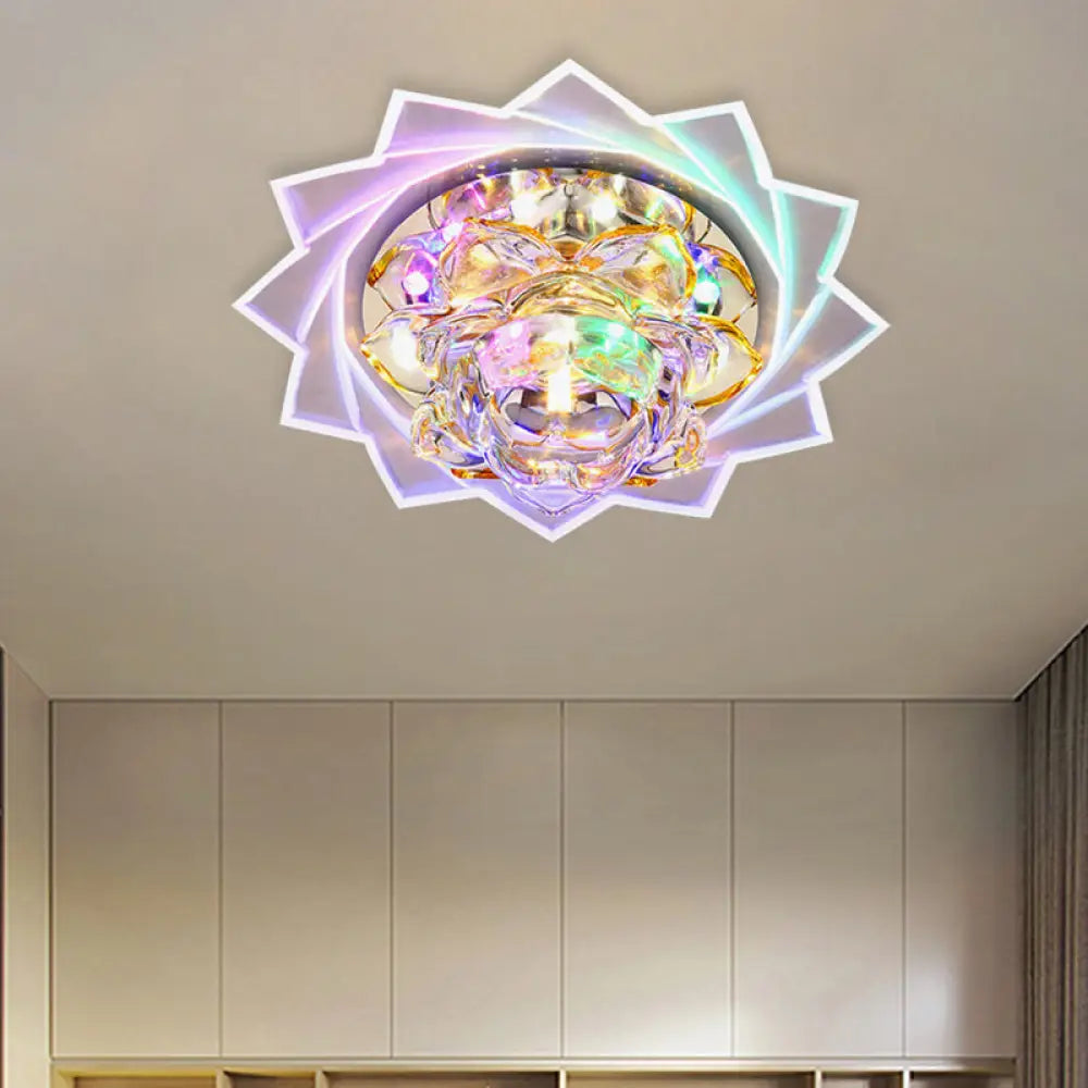Lotus Led Crystal Ceiling Light For Modern Hallway Clear