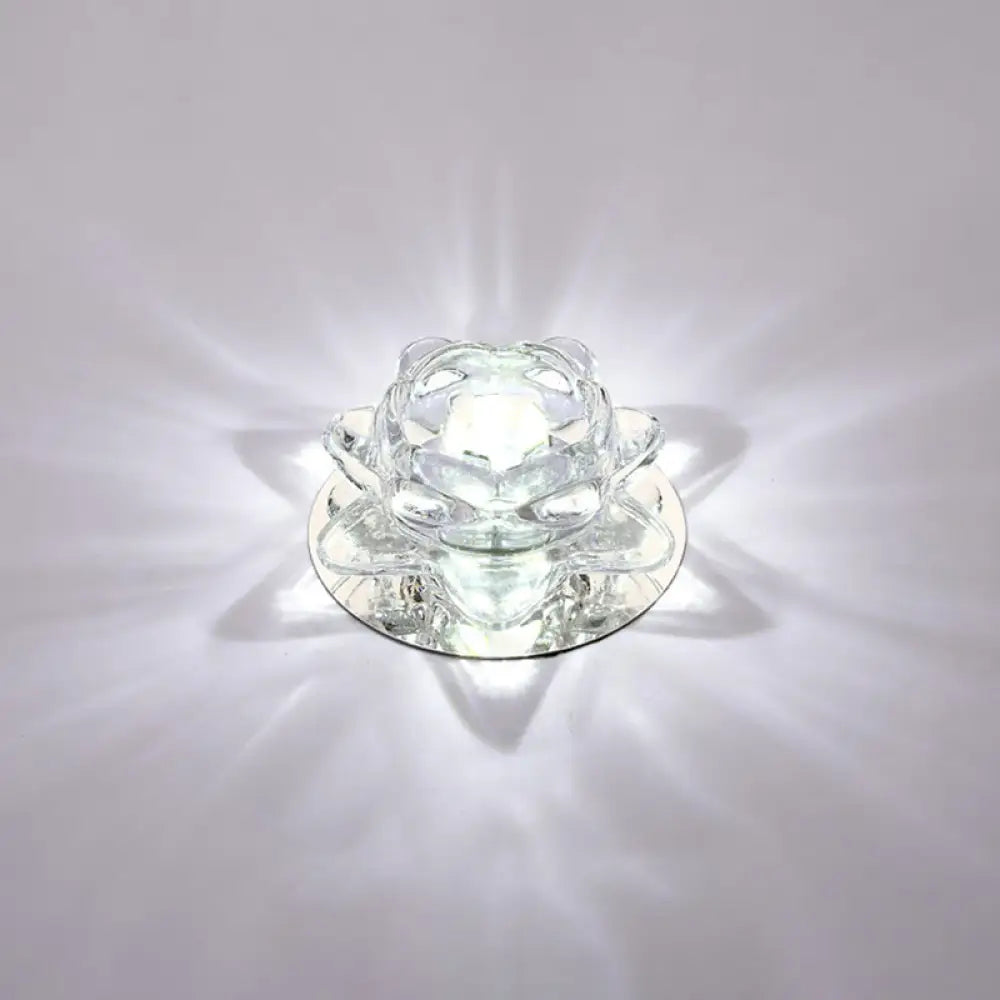 Lotus Led Crystal Spotlight: Modern Ceiling Fixture With Clear Flush Mount Lighting For Living Room