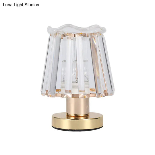 Louise - Gold Beveled Crystal Prisms Tapered Desk Light Minimalist 1 Reading Lamp In