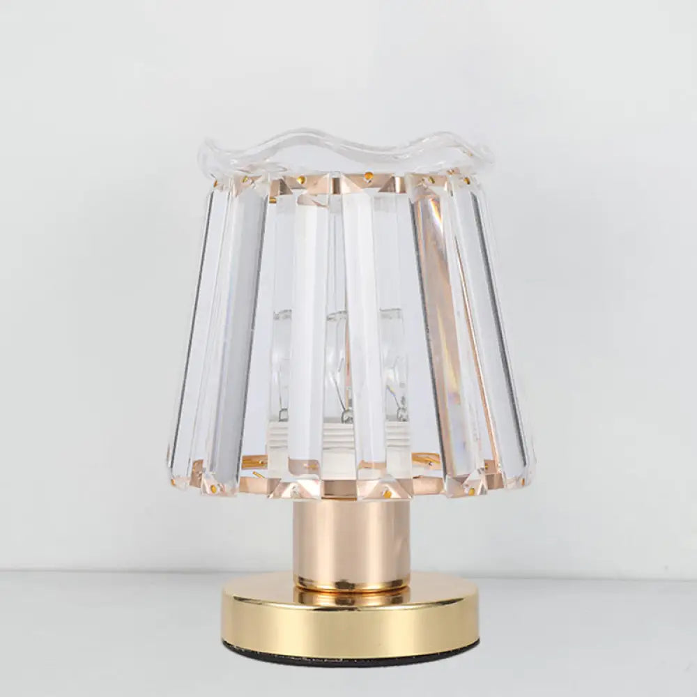 Louise - Gold Beveled Crystal Prisms Tapered Desk Light Minimalist 1 Reading Lamp In