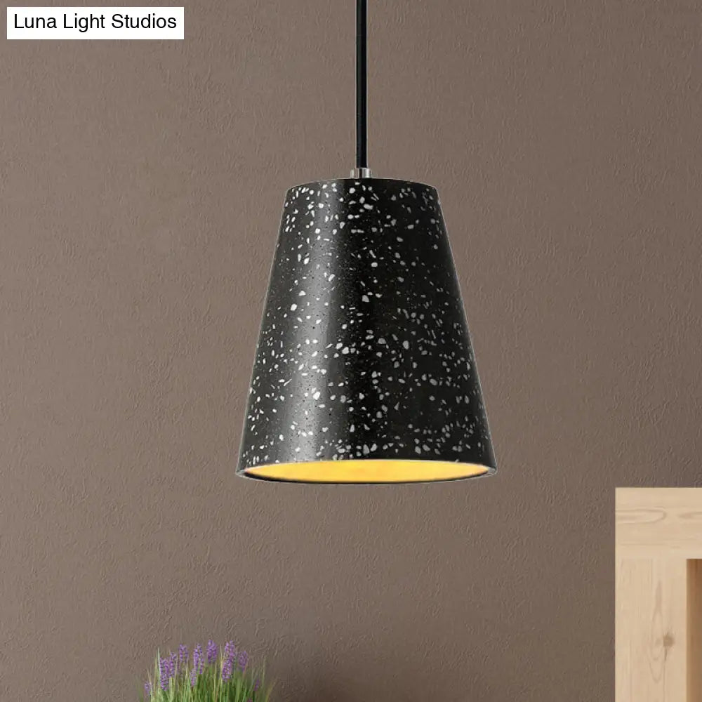 Louise - Sleek Concrete Cone Pendant Lighting Simplicity 1 Light Black/White/Brown Hanging Black