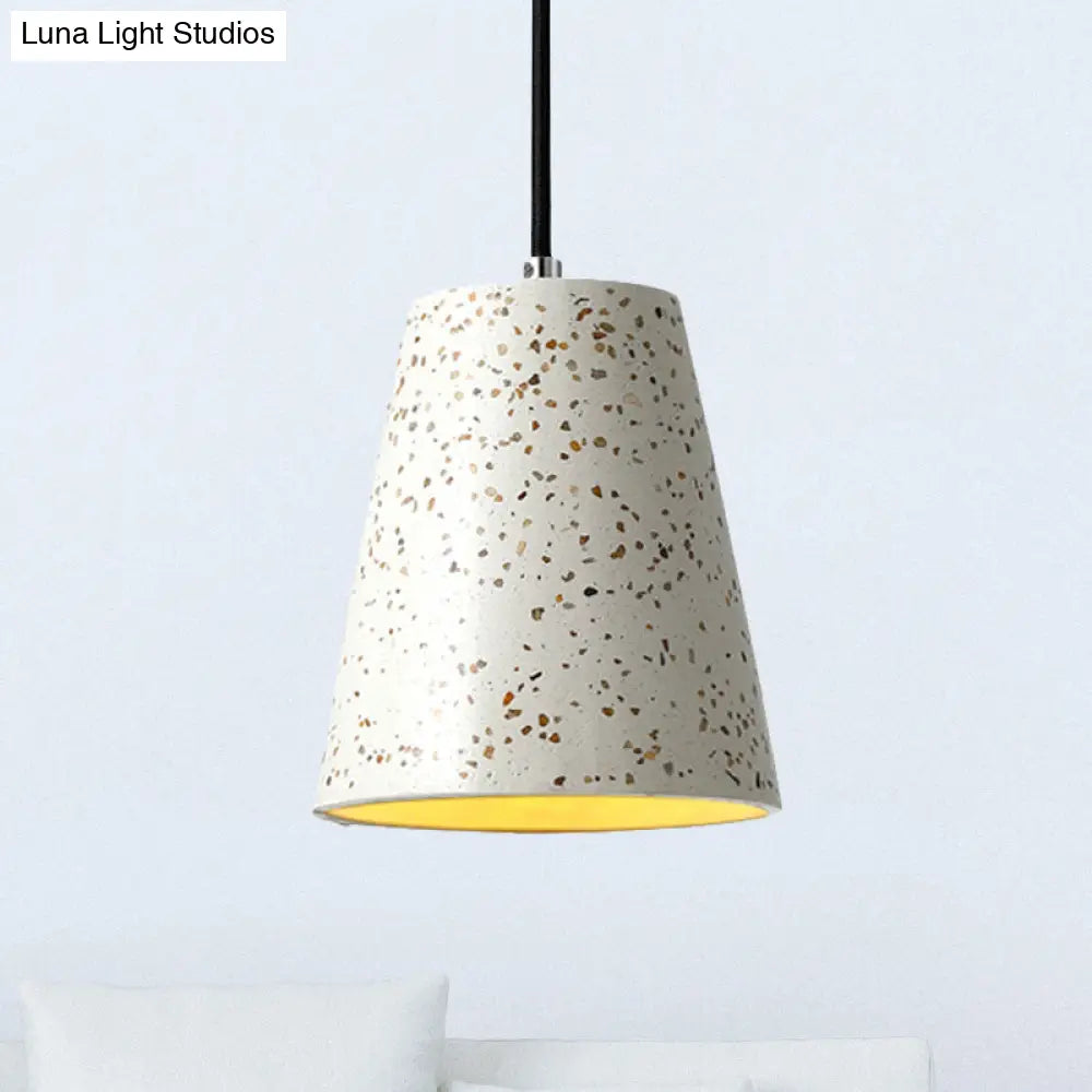 Louise - Sleek Concrete Cone Pendant Lighting Simplicity 1 Light Black/White/Brown Hanging White