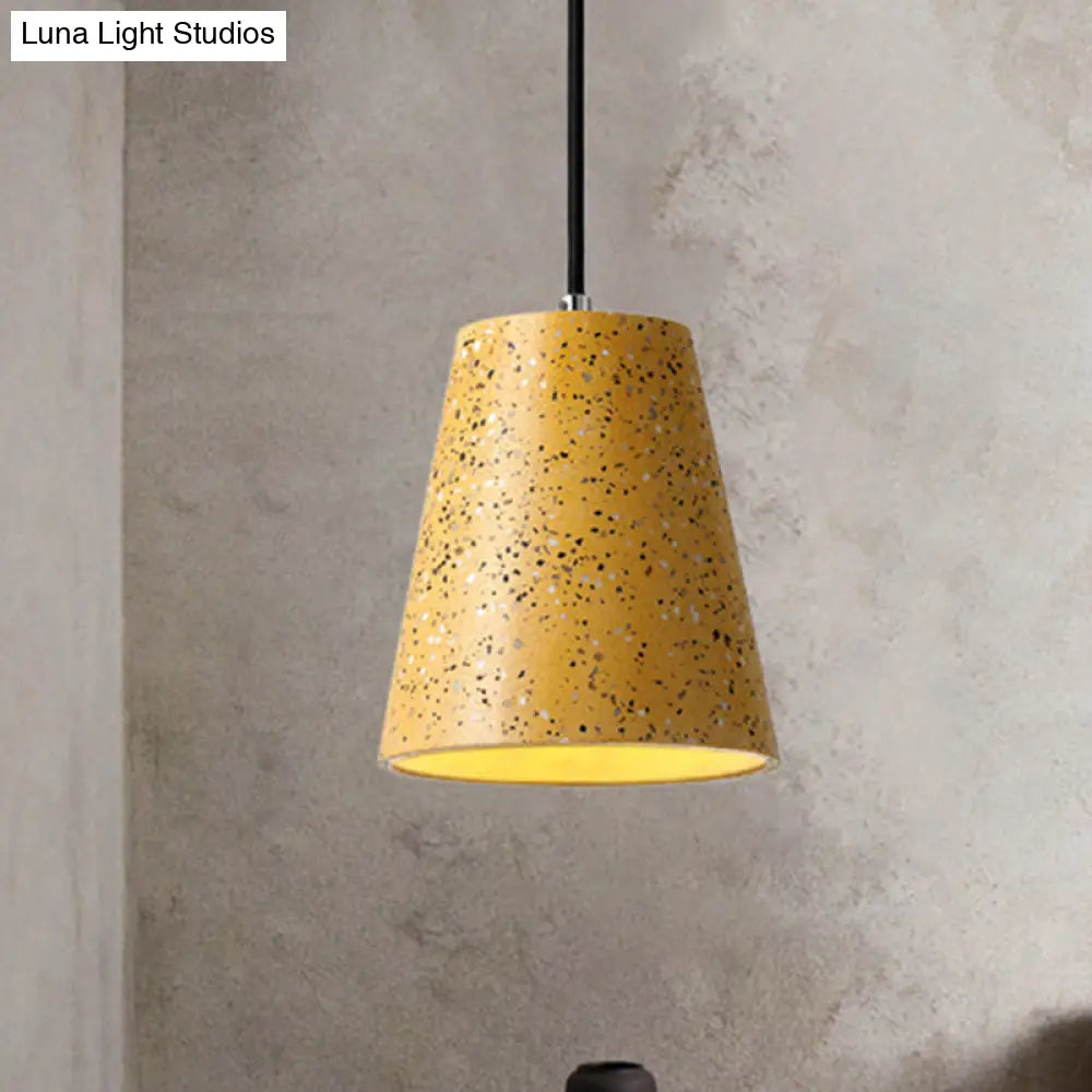 Louise - Sleek Concrete Cone Pendant Lighting Simplicity 1 Light Black/White/Brown Hanging Yellow