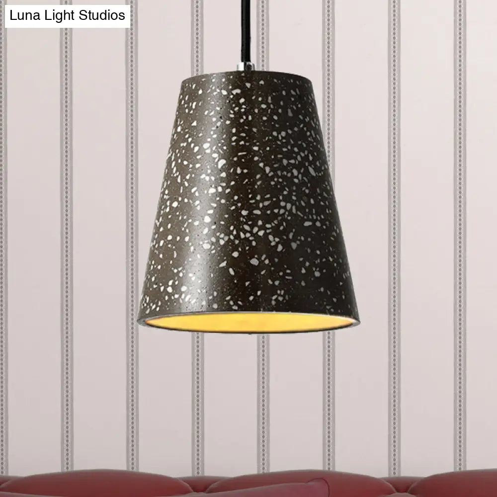 Louise - Sleek Concrete Cone Pendant Lighting Simplicity 1 Light Black/White/Brown Hanging