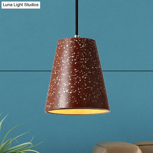 Louise - Sleek Concrete Cone Pendant Lighting Simplicity 1 Light Black/White/Brown Hanging Red