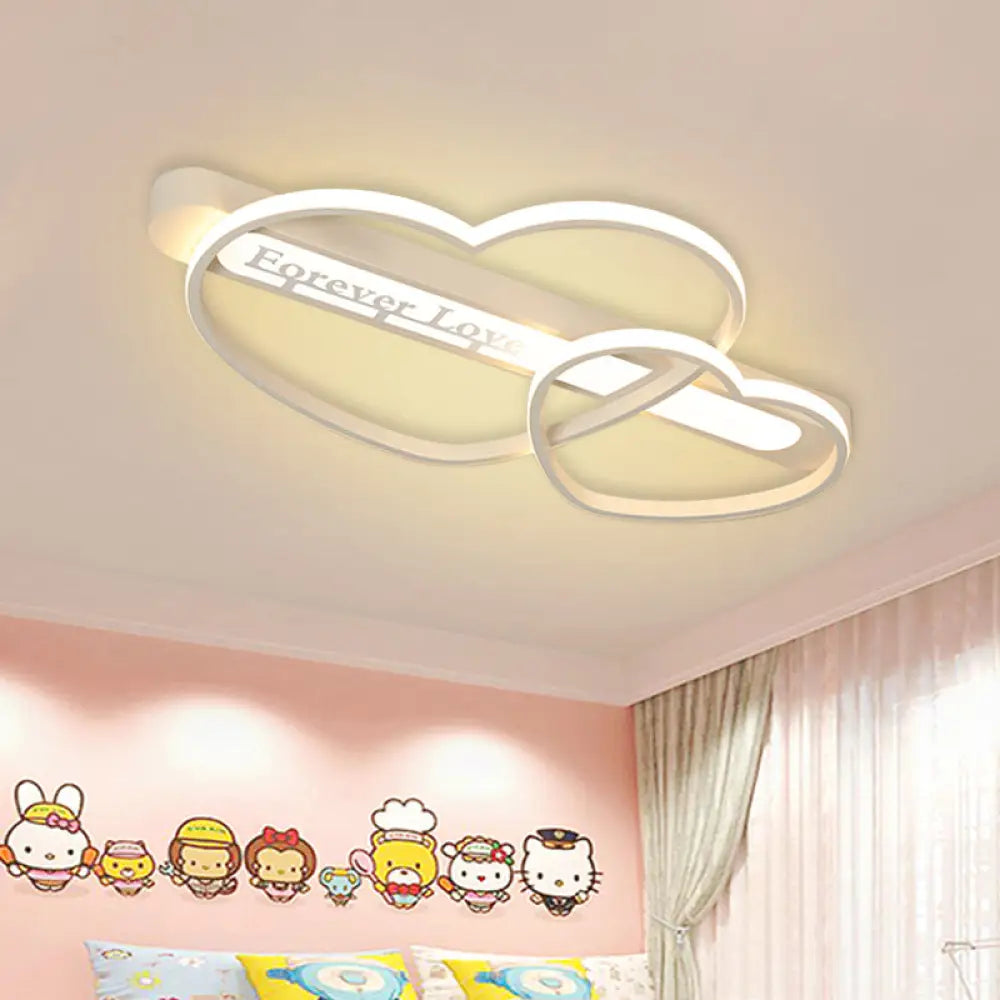 Love Arrow Bedroom Flush Mount Acrylic Macaron Led Ceiling Light In Pink/White/Gold White