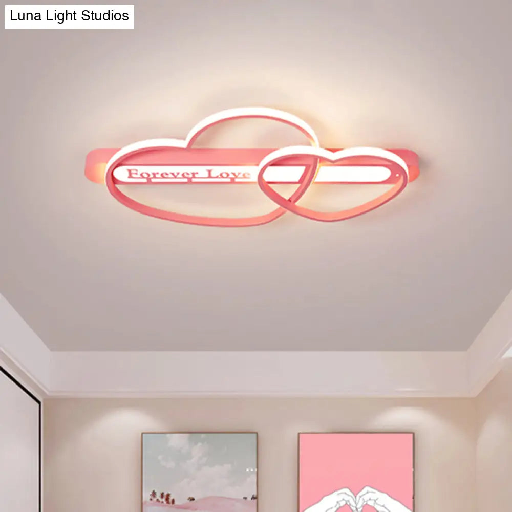 Love Arrow Bedroom Flush Mount Acrylic Macaron Led Ceiling Light In Pink/White/Gold