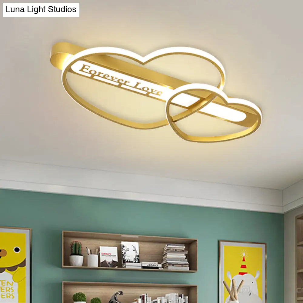 Love Arrow Bedroom Flush Mount Acrylic Macaron Led Ceiling Light In Pink/White/Gold Gold