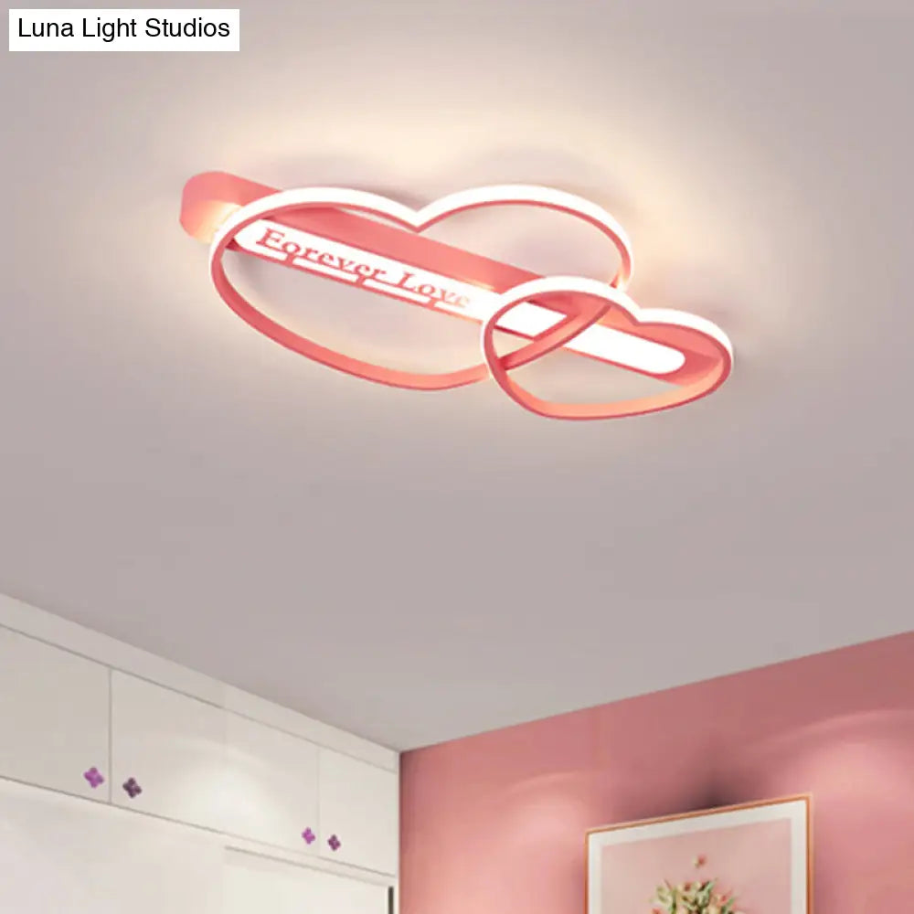 Love Arrow Bedroom Flush Mount Acrylic Macaron Led Ceiling Light In Pink/White/Gold Pink