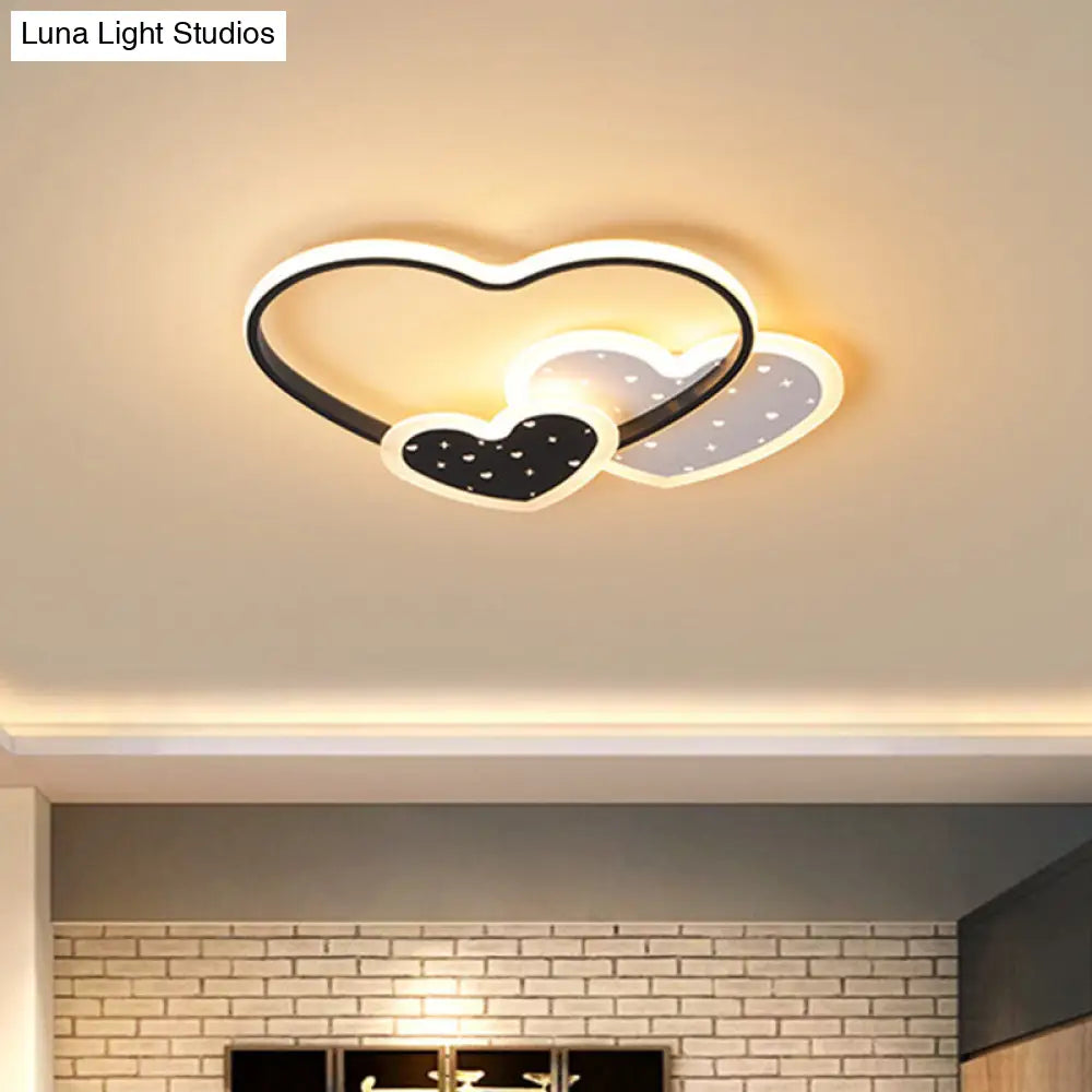 Love Family Flushmount Macaron Led Ceiling Light For Kids Room- Pink/Black Black