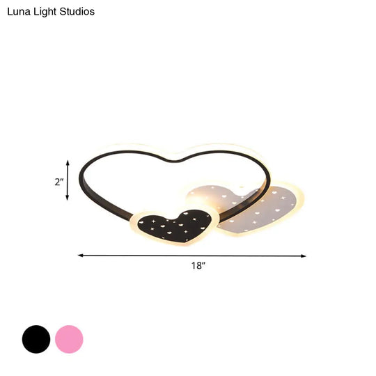 Love Family Flushmount Macaron Led Ceiling Light For Kids Room- Pink/Black