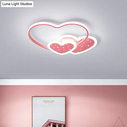 Love Family Flushmount Macaron Led Ceiling Light For Kids Room- Pink/Black
