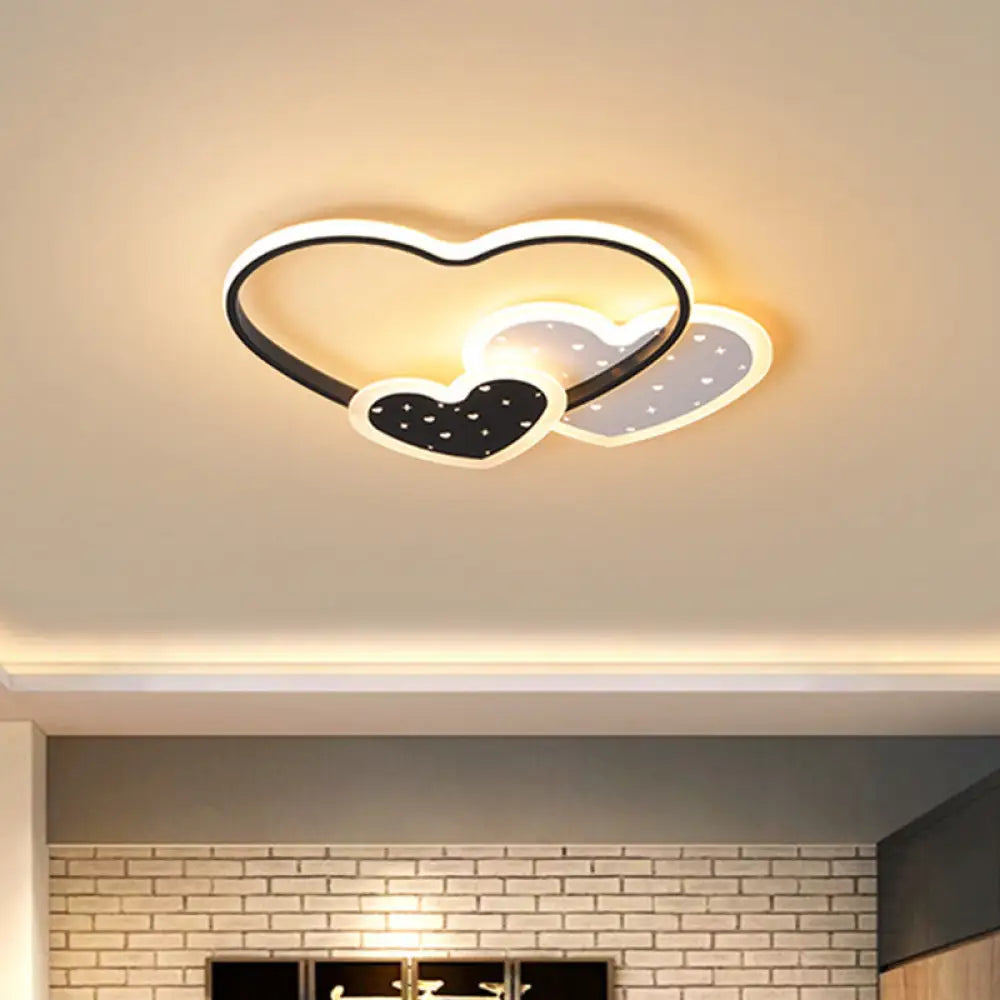 Love Family Flushmount Macaron Led Ceiling Light For Kids Room - Pink/Black Black