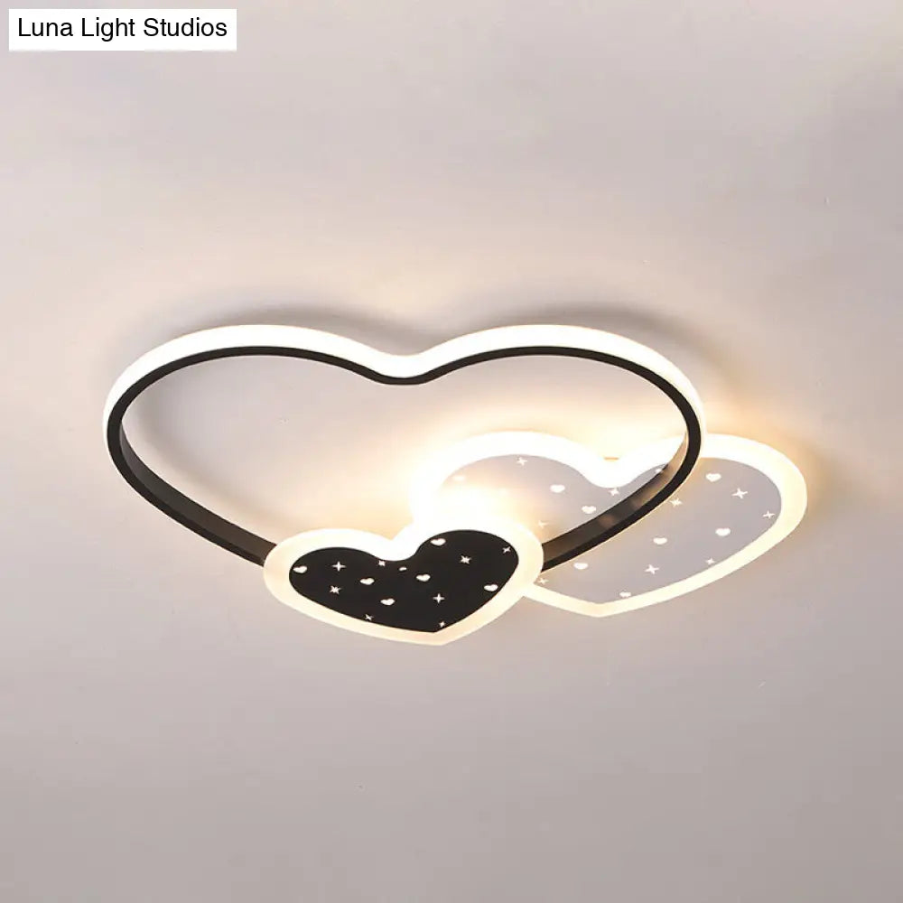 Love Family Flushmount Macaron Led Ceiling Light For Kids Room- Pink/Black