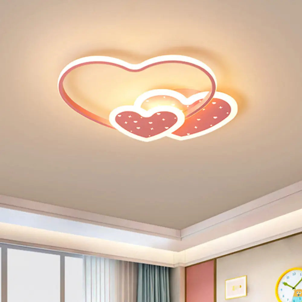 Love Family Flushmount Macaron Led Ceiling Light For Kids Room - Pink/Black Pink
