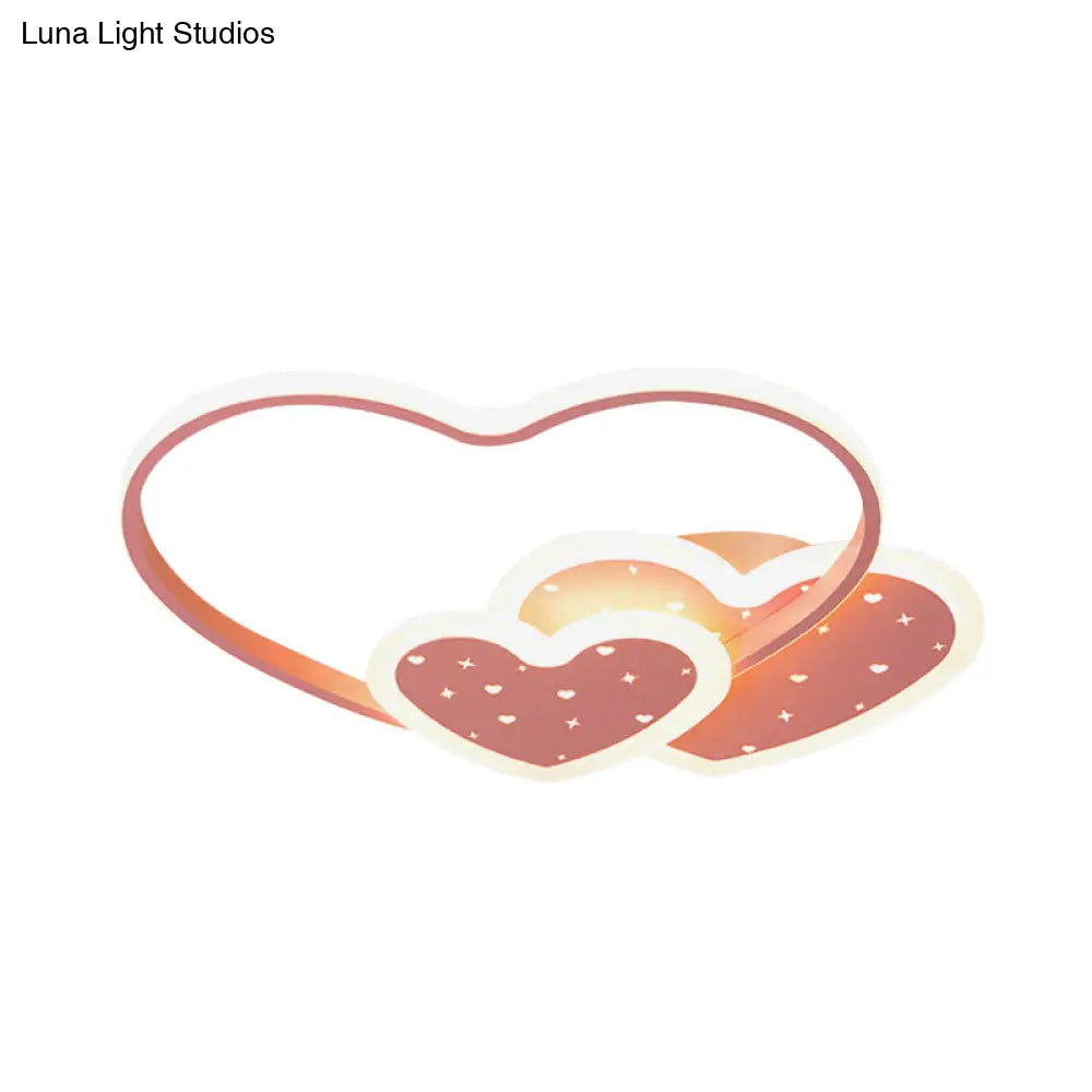 Love Family Flushmount Macaron Led Ceiling Light For Kids Room - Pink/Black