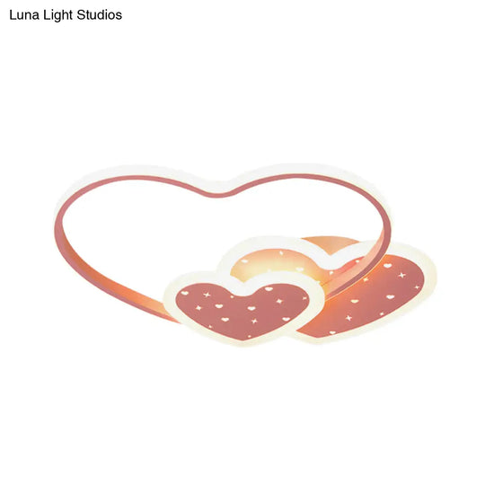 Love Family Flushmount Macaron Led Ceiling Light For Kids Room - Pink/Black