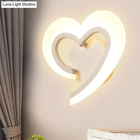 Love Heart Led Wall Light - Minimalist Acrylic Bedside Sconce In Blue/White/Black