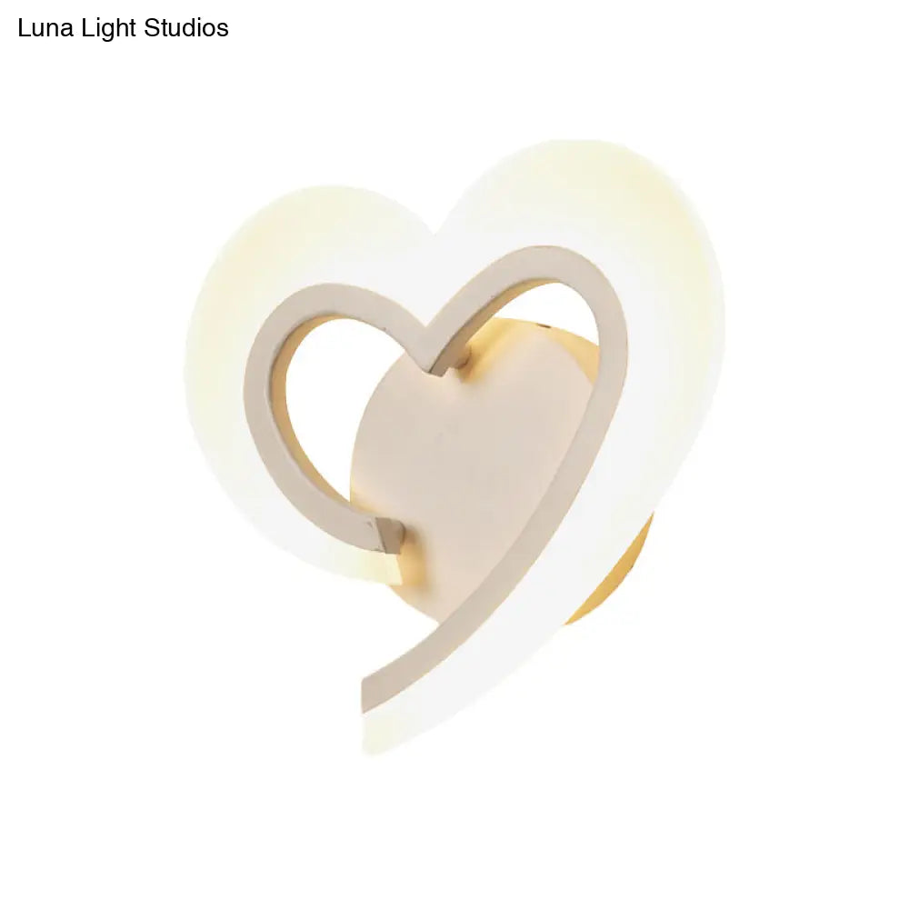 Love Heart Led Wall Light - Minimalist Acrylic Bedside Sconce In Blue/White/Black