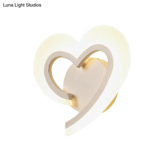 Love Heart Led Wall Light - Minimalist Acrylic Bedside Sconce In Blue/White/Black