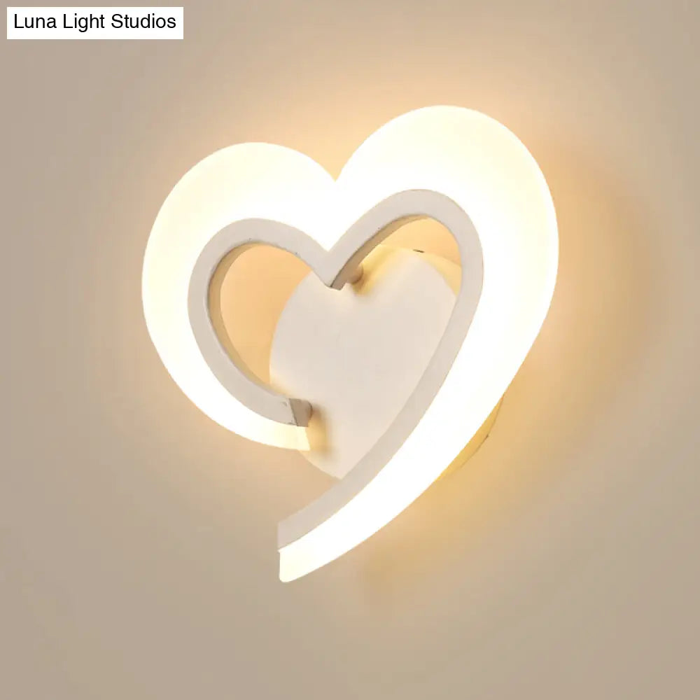 Love Heart Led Wall Light - Minimalist Acrylic Bedside Sconce In Blue/White/Black