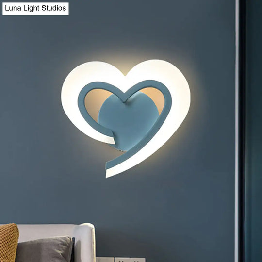 Love Heart Led Wall Light - Minimalist Acrylic Bedside Sconce In Blue/White/Black