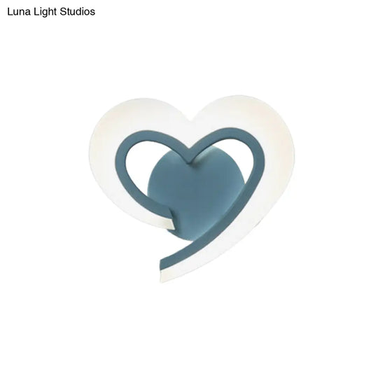 Love Heart Led Wall Light - Minimalist Acrylic Bedside Sconce In Blue/White/Black