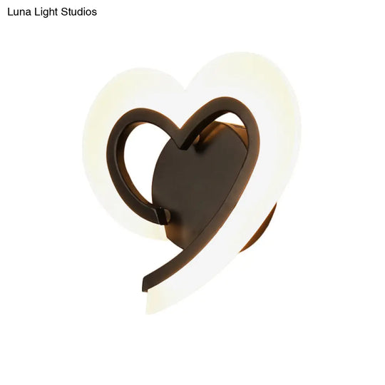 Love Heart Led Wall Light - Minimalist Acrylic Bedside Sconce In Blue/White/Black