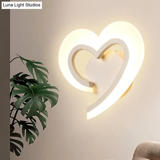 Love Heart Led Wall Light - Minimalist Acrylic Bedside Sconce In Blue/White/Black