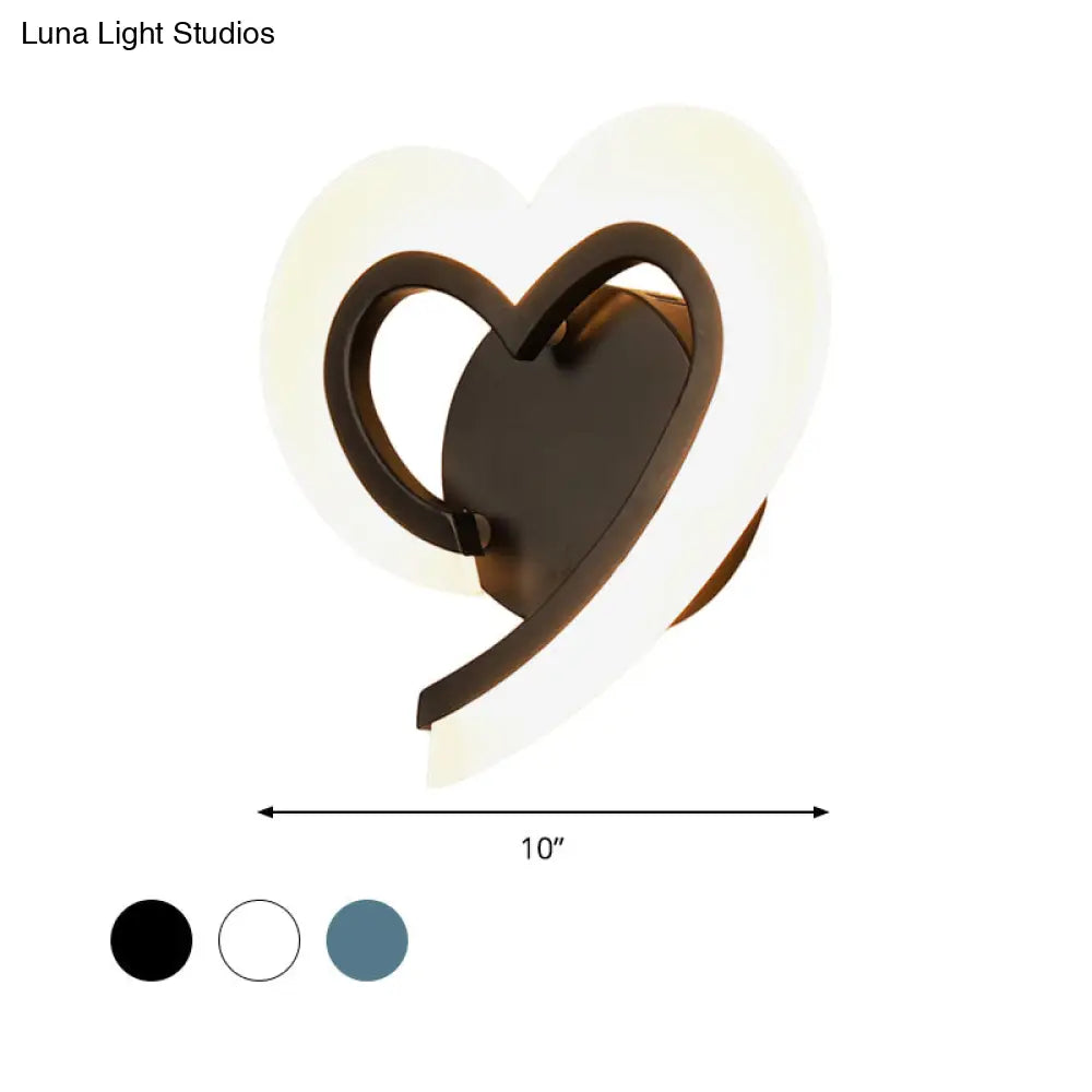 Love Heart Led Wall Light - Minimalist Acrylic Bedside Sconce In Blue/White/Black