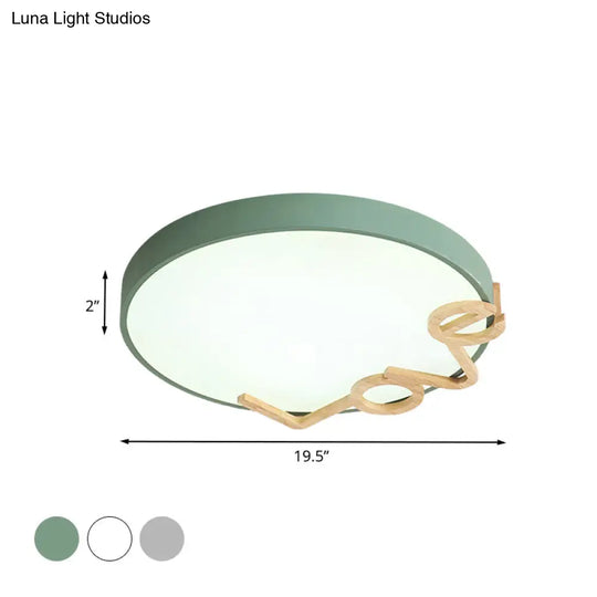 Love - Shape Wood Deco Led Flush Mount Lamp In 3 Colors