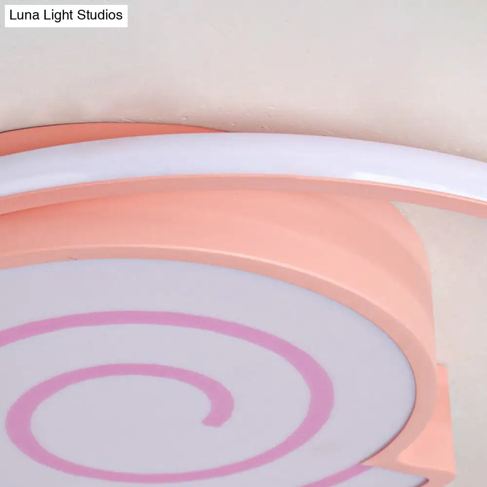 Lovely Lollipop Led Ceiling Lamp For Kids’ Bedrooms - Acrylic Flush Mount Light With Ring